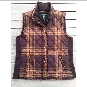 Lauren Ralph Lauren Brown Plaid Vest